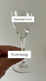 6 kristallen borrelglaasjes 11 cm hoog, Ophalen, Gebruikt, Borrel- of Shotglas
