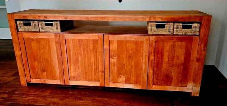 Mooi Indonesisch Teak dressoir, ideaal als TV-meubel, Huis en Inrichting, Kasten | Dressoirs, Zo goed als nieuw, 200 cm of meer