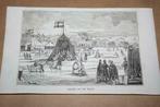 Antieke gravure - Kermis op bevroren rivier Maas - 1841 !!, Antiek en Kunst, Ophalen of Verzenden