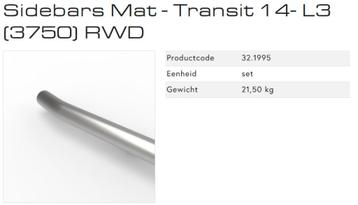 Sidebars Ford Transit L3 RWD Mat (geborsteld) NIEUW ex btw beschikbaar voor biedingen