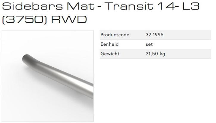 Sidebars Ford Transit L3 RWD Mat (geborsteld) NIEUW ex btw, Auto-onderdelen, Sidebars, Nieuw, Ophalen