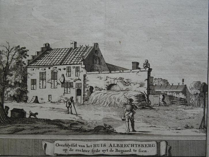 Gezicht Huis Albrechtsberg Bloemendaal 1750 Schijnvoet, Antiek en Kunst, Kunst | Etsen en Gravures, Verzenden
