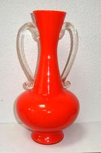 Vintage oranje vaas, Antiek en Kunst, Antiek | Glas en Kristal, Ophalen of Verzenden