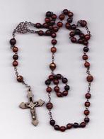 Rozenkrans met donkerbruine houten kralen (5850-69), Antiek en Kunst, Ophalen