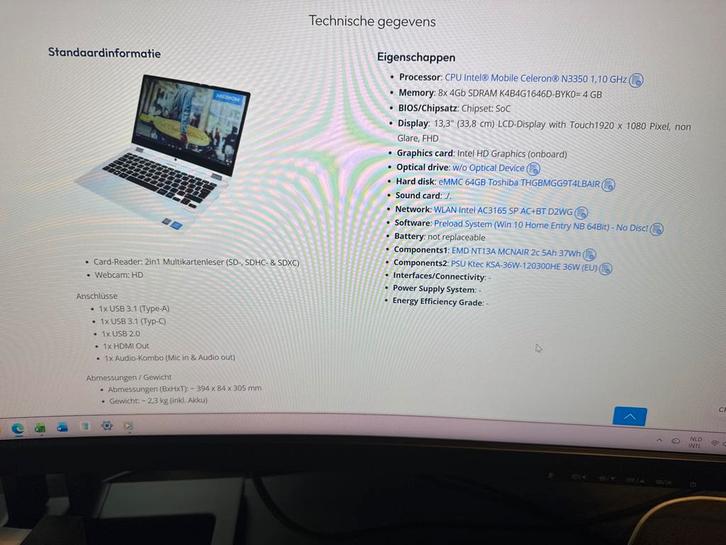 Medion Akoya E3213 (MD 60730) - Nette Laptop, Computers en Software, Windows Laptops, Gebruikt, 13 inch, SSD, Minder dan 2 Ghz