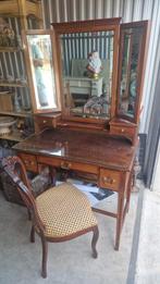 Antieke kaptafel met biedemeier stoeltje, Ophalen, Zo goed als nieuw, Hout, Minder dan 100 cm