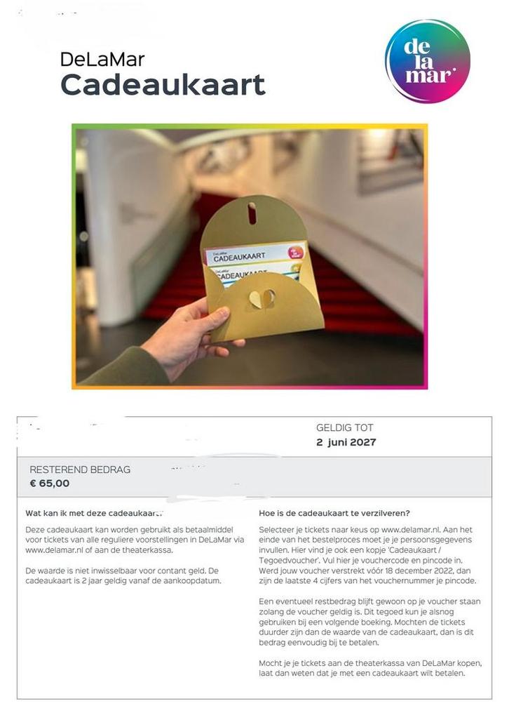 Cadeaukaart Delamar Theater Amsterdam, Tickets en Kaartjes, Theater | Cabaret en Komedie, Twee personen, Maart