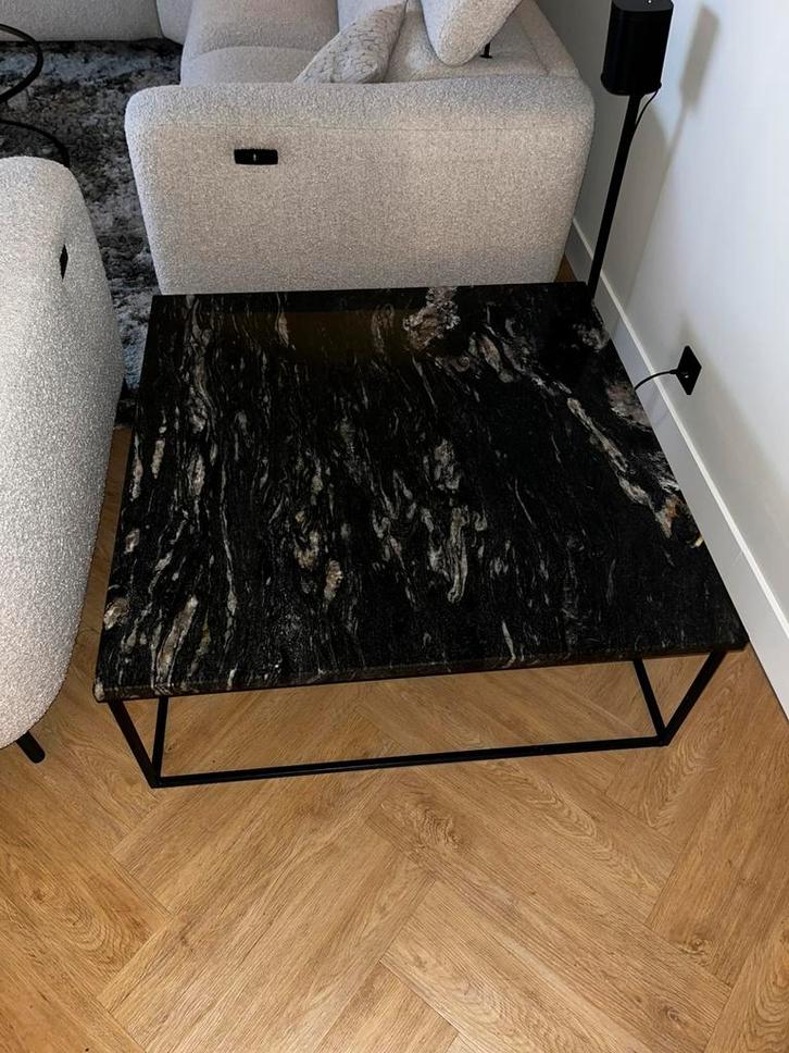 Salontafel marmer zwart, Huis en Inrichting, Tafels | Salontafels, Zo goed als nieuw, Minder dan 50 cm, 50 tot 100 cm, 50 tot 100 cm