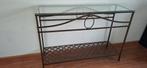 Sidetable metaal met glazen blad, Huis en Inrichting, Ophalen, Gebruikt, 100 tot 150 cm, Metaal
