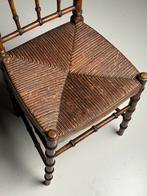 Faux bamboo stoel met rieten zitting, Huis en Inrichting, Stoelen, Ophalen, Zo goed als nieuw, Bruin, Eén
