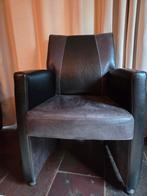 GRATIS AFHALEN 6 zwarte eetkamerstoelen .Leder en op wieltje, Ophalen, Zo goed als nieuw, 75 tot 100 cm, Modern