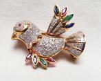 Broche duif goud briljant., Sieraden, Tassen en Uiterlijk, Antieke sieraden, Ophalen of Verzenden, Goud, Broche, Met edelsteen