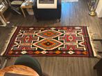 Handgemaakte Kelim Tapijt - Iraans Wol, Gebruikt, 100 tot 150 cm, 200 cm of meer, Ophalen of Verzenden