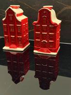 Twee Keramische theelichthouder Herengracht Huisjes PostNL, Overige materialen, Nieuw, Ophalen of Verzenden, Rood