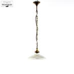 Antieke Art Deco Holophane glazen hanglamp messing armatuur, Huis en Inrichting, Lampen | Hanglampen, Gebruikt, Ophalen of Verzenden