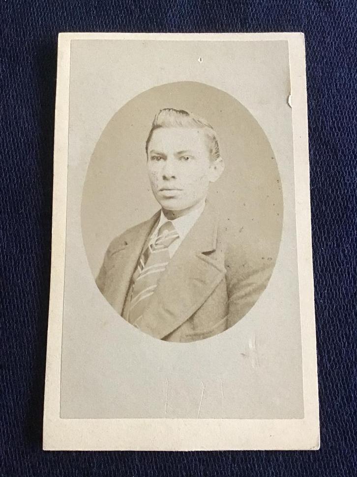 CDV, Man, G.L. Mulder, Utrecht, Carte de Visite, dun karton, Verzamelen, Foto's en Prenten, Gebruikt, Foto, Voor 1940, Ophalen of Verzenden