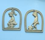 Vintage toilet bordjes jongen en meisje. Messing. Nieuw, Ophalen of Verzenden, Nieuw