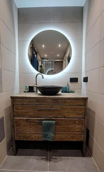 Wastafel badkamerkast lades Echt Hout antraciet afwerking  beschikbaar voor biedingen