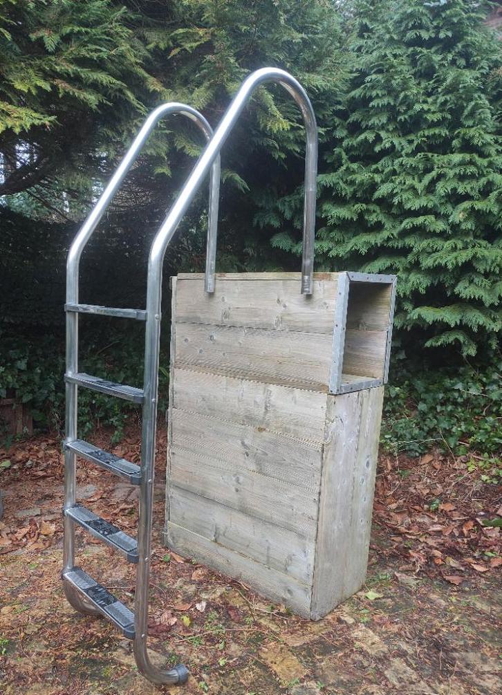 Zwembadtrap steigertrap 5 treden rvs, Tuin en Terras, Zwembad-toebehoren, Gebruikt, Ladder, Ophalen