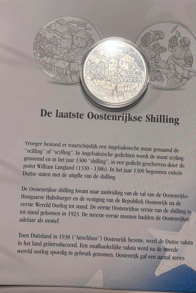 Oostenrijkse 500 Schilling Zilver - Laatste Uitgifte, Postzegels en Munten, Munten | Europa | Niet-Euromunten, Losse munt, Oostenrijk
