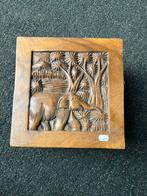 Houten Bijzettafel - olifant, Gebruikt, Vierkant, Minder dan 50 cm, Ophalen of Verzenden