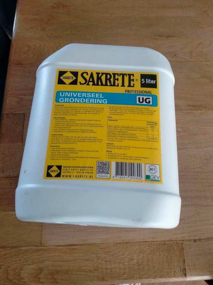 Sakrete Universele Grondverf 5L, Doe-het-zelf en Verbouw, Verf, Beits en Lak, Ophalen of Verzenden