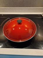 la creuset wokpan 36 cm, Ophalen of Verzenden, Gebruikt, Gietijzer, Wok