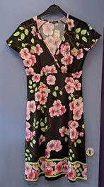 King Louie jurk zwart met roze grote bloemen mt S nr 44917, Verzenden, ., Zo goed als nieuw, King Louie
