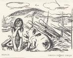 Edvard Munch  tijdschrift vignet 1949 Omega en het zwijn, Antiek en Kunst, Verzenden