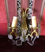 2 Wandlampen antiek Maria Theresa kristal pegels, Ophalen of Verzenden, Metaal, Antiek / klassiek