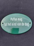 Emaille groen tekst bordje, Ophalen of Verzenden, Gebruikt
