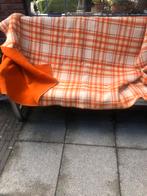 Vintage/retro zuiver wollen oranje 2 persoons deken, Ophalen of Verzenden, Zo goed als nieuw