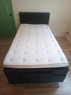 Grijze Boxspring 120 x 220 elektrisch verstelbaar, Ophalen, Gebruikt, Twijfelaar, 120 cm