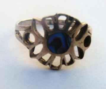 Vintage ring met abalone, sterling zilver, (6005-1120) beschikbaar voor biedingen