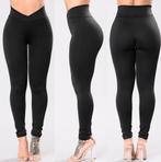 Zwarte dames compressie legging / fitness sport hoge taille, Kleding | Dames, Verzenden, Nieuw, Zwart