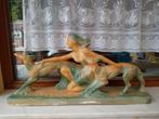 Art Deco Beeld Vrouw met Honden, Verzenden