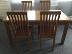 Eiken eetkamertafel met 4 eiken stoelen, Huis en Inrichting, Complete eetkamers, 4 tot 6 stoelen, Gebruikt, Licht eiken, Ophalen