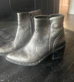 Zilver kleurig leren enkellaarsjes, Ophalen, Zo goed als nieuw, Zwart