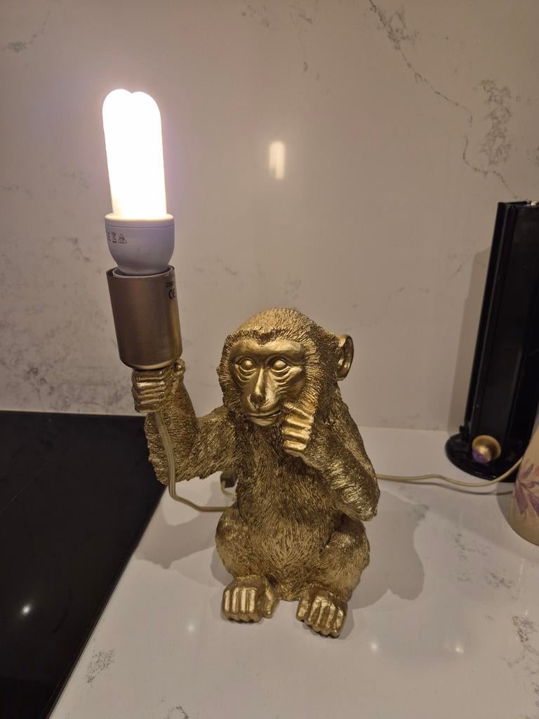 Gouden aaplamp, Huis en Inrichting, Lampen | Wandlampen, Ophalen of Verzenden, Zo goed als nieuw