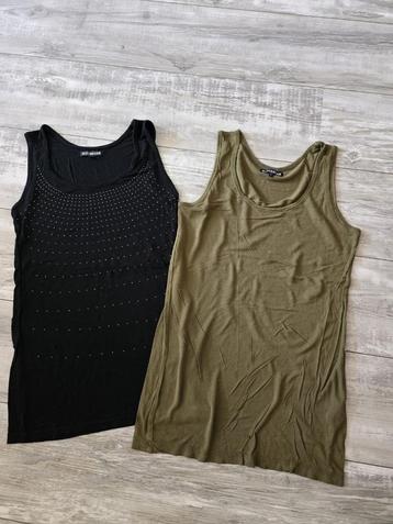 @ 2 Tanktops met Strass - Zwart & Groen beschikbaar voor biedingen