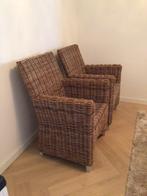 Echte Rotan stoelen,  livingfurn, eetkamerstoel, tuinstoel, Huis en Inrichting, Ophalen, Twee, Bruin, Riet of Rotan