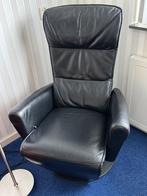 Zwart leren Relaxfauteuil, Huis en Inrichting, Fauteuils, Ophalen, Gebruikt, Minder dan 75 cm, Leer