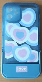 Nieuw Iphone 14 hoesje met standaard -Blauw met roze hartjes, Ophalen of Verzenden, Nieuw, IPhone 14, Hoesje of Tasje