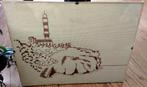 Oud borduurwerkje in wissellijst - vuurtoren, Antiek en Kunst, Ophalen of Verzenden