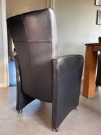 6 Leren Keukenstoelen met Wieltjes, Huis en Inrichting, Stoelen, Ophalen, Gebruikt, Bruin, Leer