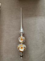 Vintage glazen piek zilver met oranjegoud 33,5 cm, Diversen, Kerst, Ophalen of Verzenden, Gebruikt