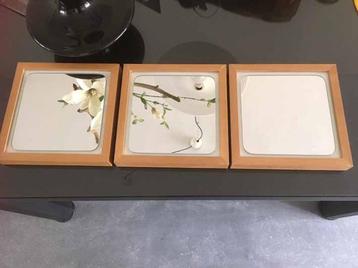 Wandspiegel 3mm dikke gebogen rand spiegel in houten frame beschikbaar voor biedingen
