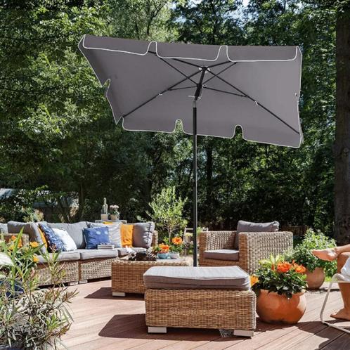 Rechthoekige Parasol - Zonnescherm - Grijs, Tuin en Terras, Parasols, Zo goed als nieuw, Stokparasol, 1 tot 2 meter, Verstelbaar