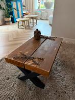 Nieuwe industriele houten tafel met houten X-poten 80x50x40, Ophalen, 50 tot 100 cm, Nieuw, 50 tot 100 cm