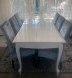 6 beige stoelen met grijze hoezen, Huis en Inrichting, Fauteuils, Ophalen, Gebruikt, 75 tot 100 cm, 50 tot 75 cm